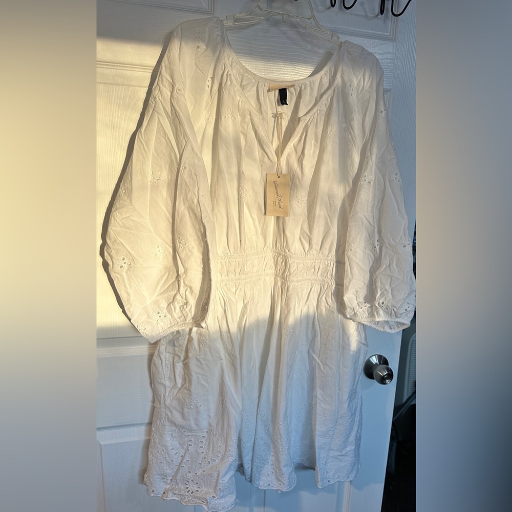 100% Cotton White Eyelet Summer Dress